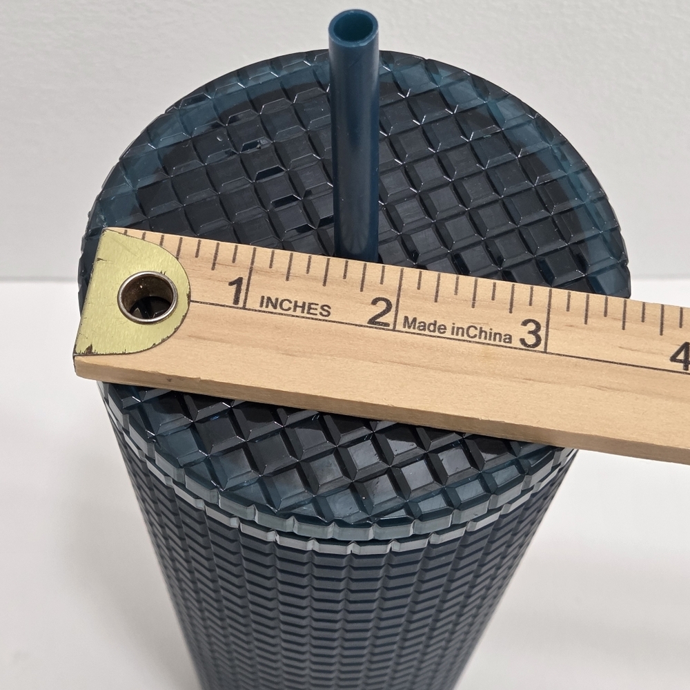 2022 Starbucks Winter Navy Blue Teal Soft Touch Grid Tumbler Venti 24 oz - Picture 16 of 16